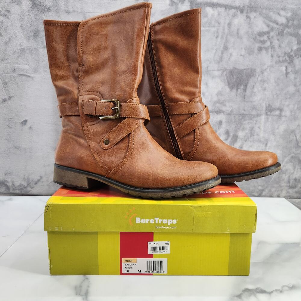 BareTraps Boots - Auburn Saldana size 10 M - zip up calve light brown